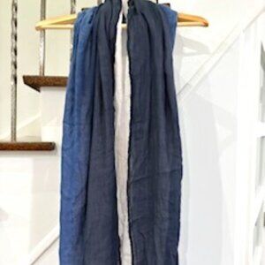 Cotton mega scarf indigo/royal blue & white